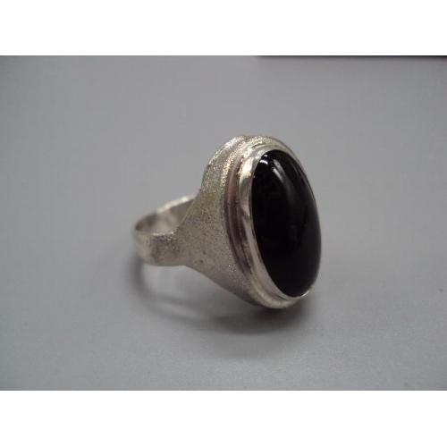 Мужское кольцо перстень печатка овал с черной вставкой серебро Украина вес 13,2 г размер 21 №14728