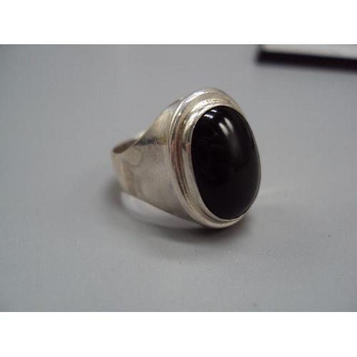 Мужское кольцо перстень печатка овал с черной вставкой серебро Украина вес 8,74 г размер 21 №14727