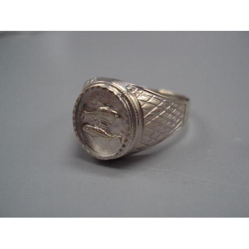 Мужское кольцо перстень печатка Рыбы зодиак серебро 925 проба вес 5,79 г 22,5 размер новое №14403