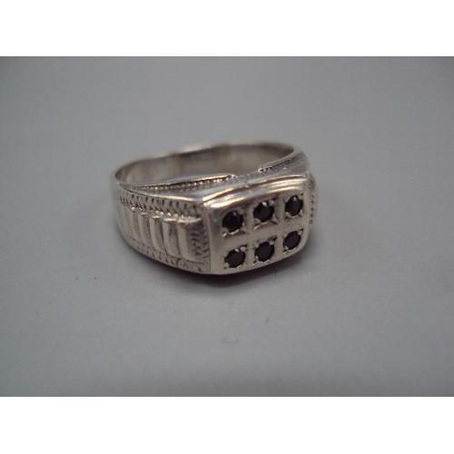 Мужское кольцо перстень печатка с черными вставками авторская работа серебро вес 5,28 г 19,5р №14803