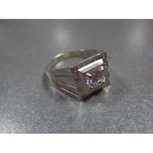 Мужское кольцо перстень печатка серебро 925 проба Украина белый цирконий вес 9,43 г 24 размер №11853