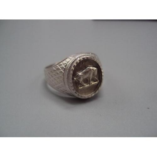 Мужское кольцо перстень печатка зодиак Телец гороскоп серебро Украина вес 5,87 г размер 21 №14723