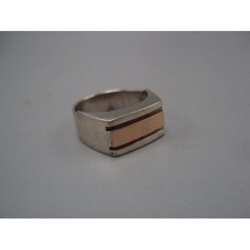 Мужское кольцо перстень печатка золотая вставка 375 серебро 875 Украина вес 6,6 г 18,5 размер №15779