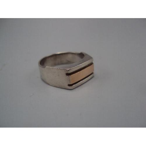 Мужское кольцо перстень печатка золотая вставка 375 серебро 875 Украина вес 6,97 г 20 размер №15777