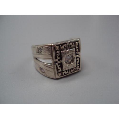 Мужское кольцо перстень с белыми камушками серебро 925 проба Украина вес 8,7 г 18,5 размер №14142