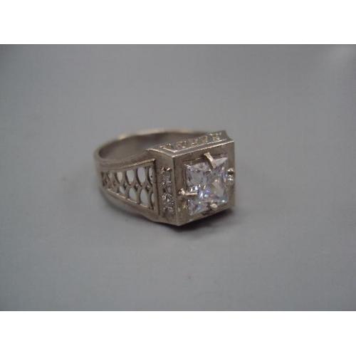 Мужское кольцо перстень с белыми вставками квадрат серебро Украина вес 5,61 г 20,5 размер №15748