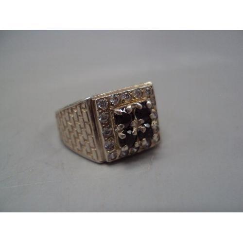 Мужской перстень кольцо белые и черные вставки серебро 925 проба Украина вес 6,79 г размер 19 №15123