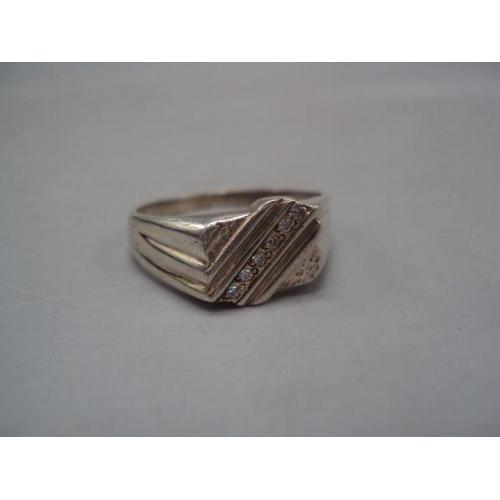 Мужской перстень кольцо белые вставки серебро 925 проба Украина вес 3,55 г размер 20,5-21 №15133