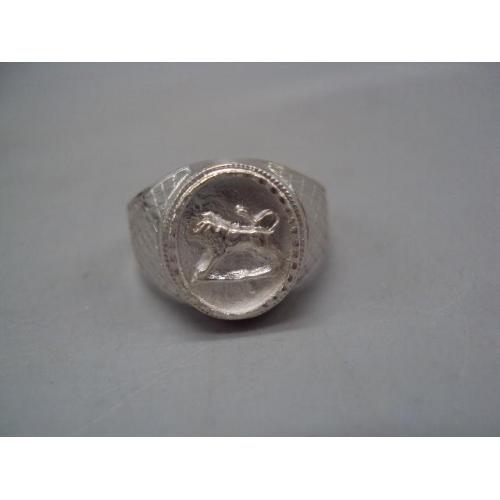 Мужской перстень кольцо овал зодиак Лев гороскоп серебро Украина вес 5,53 г размер 21 №15152
