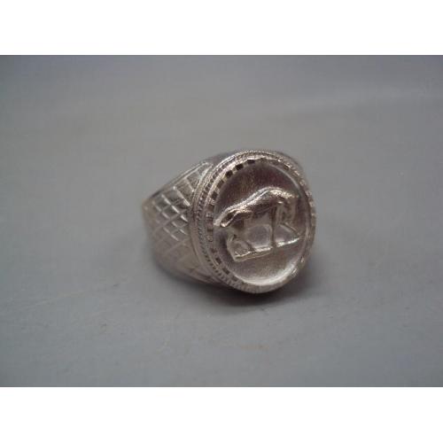 Мужской перстень кольцо овал зодиак Телец гороскоп Бык серебро Украина вес 5,78 г размер 19,5 №15154