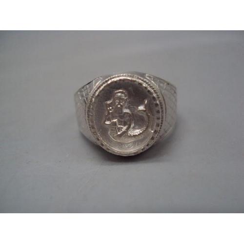 Мужской перстень кольцо овал зодиак Водолей гороскоп серебро Украина вес 5,87 г размер 20 №15149