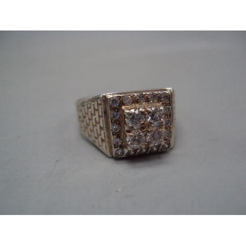 Мужской перстень кольцо печатка белые вставки серебро 925 Украина вес 6,89 г размер 22,5 №15121
