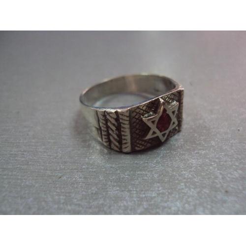 Мужской перстень кольцо печатка иудаика коралл серебро 925 проба сша вес 6,93 г размер 22 №11558