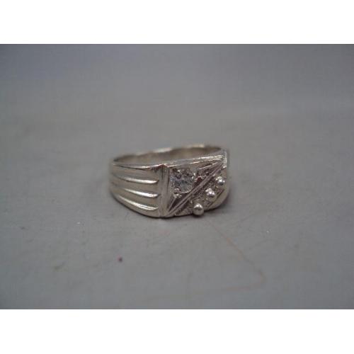 Мужской перстень кольцо печатка с белой вставкой серебро Украина вес 4,54 г размер 19 №15173