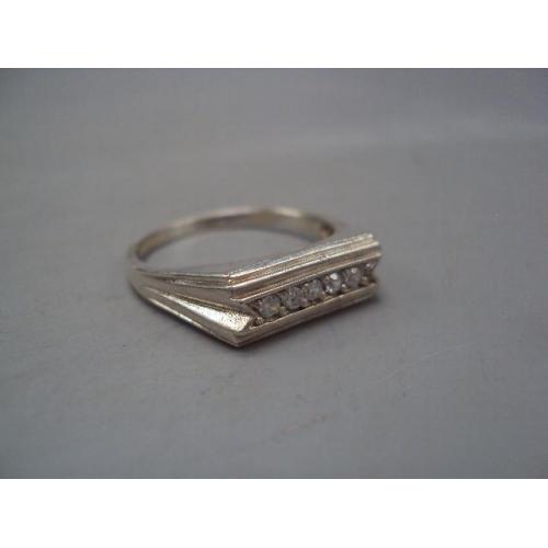 Мужской перстень кольцо печатка с белыми вставками серебро Украина вес 4,29 г размер 21,5 №15175