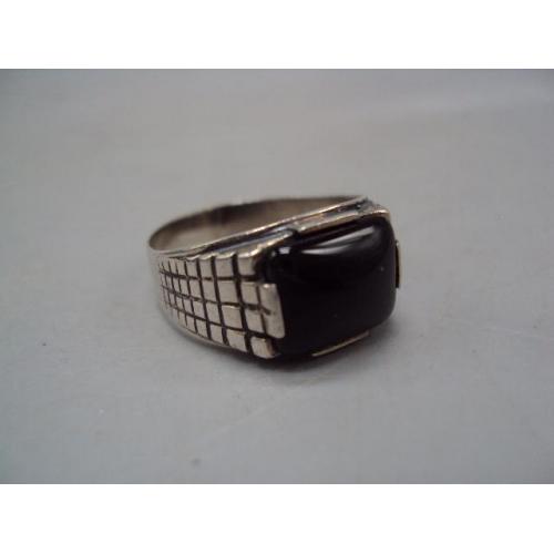 Мужской перстень кольцо печатка с черной вставкой серебро 925 Украина вес 4,61 г размер 20,5 №15119