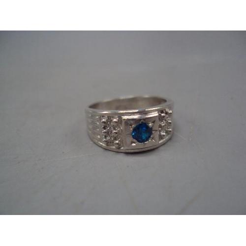 Мужской перстень кольцо печатка с голубой вставкой серебро Украина вес 4,16 г размер 18 №15167