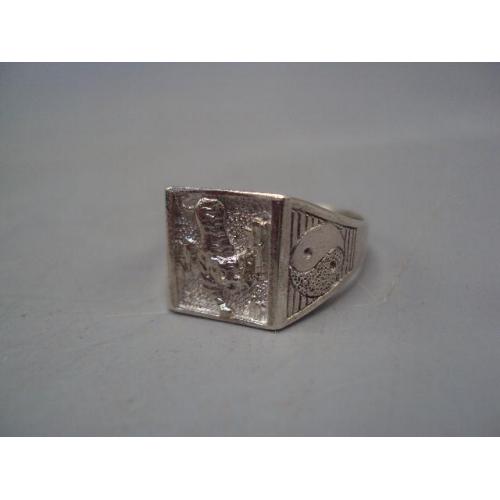 Мужской перстень кольцо печатка тигр Инь Янь гороскоп серебро Украина вес 5,43 г размер 21,5 №15136