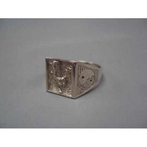 Мужской перстень кольцо печатка тигр Инь Янь гороскоп серебро Украина вес 5,48 г размер 20 №15135