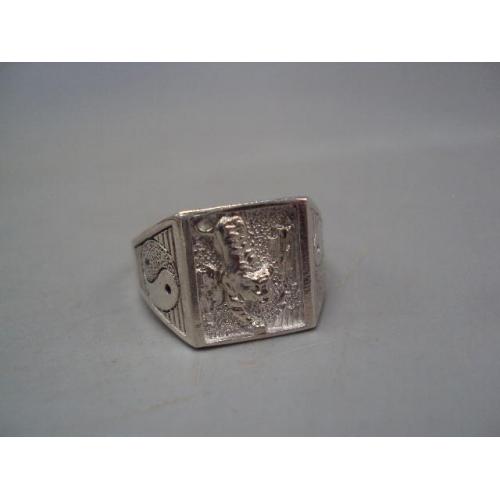 Мужской перстень кольцо печатка тигр Инь Янь гороскоп серебро Украина вес 5,55 г размер 20,5 №15134