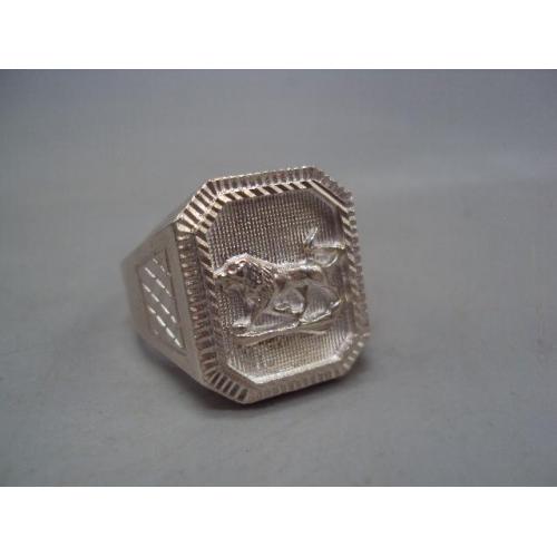 Мужской перстень кольцо печатка зодиак Лев гороскоп серебро Украина вес 9,93 г размер 23,5 №15141