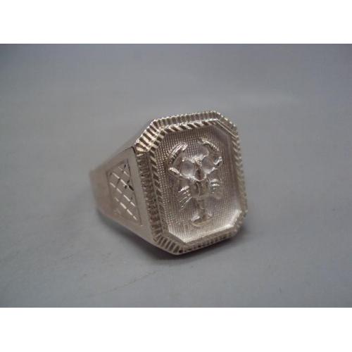 Мужской перстень кольцо печатка зодиак Рак гороскоп серебро Украина вес 11,7 г размер 25 №15139