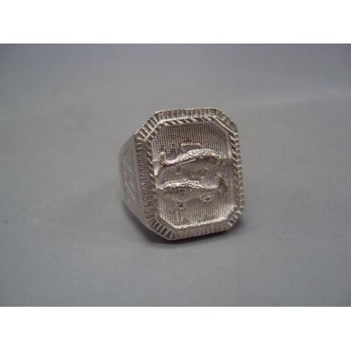 Мужской перстень кольцо печатка зодиак Рыбы гороскоп серебро Украина вес 10,47 г размер 20,5 №15144