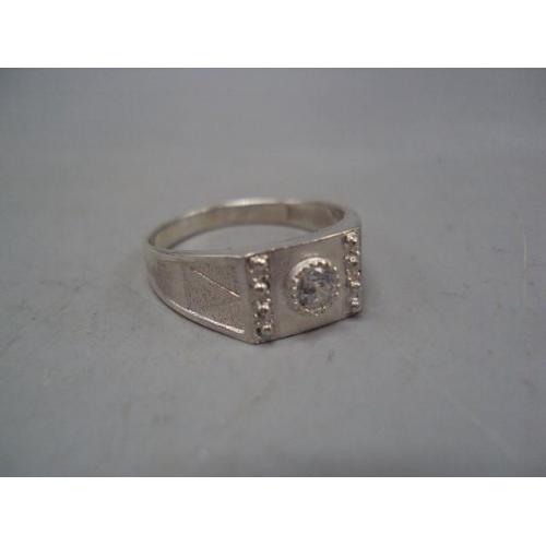 Мужской перстень кольцо прямоугольник белая вставка серебро Украина вес 3,76 г размер 20 №15171