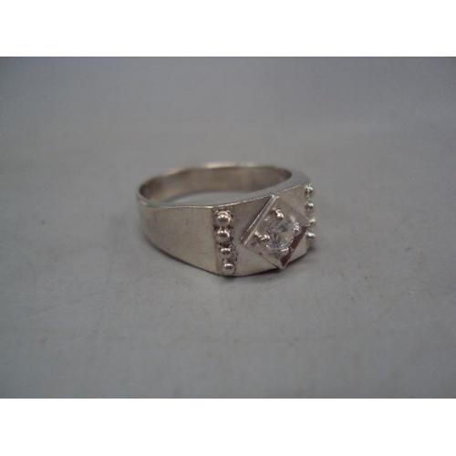 Мужской перстень кольцо прямоугольник ромб белая вставка серебро Украина 5,19 г размер 20 №15172