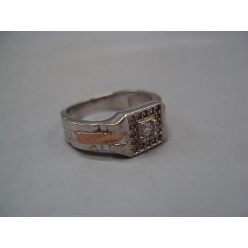 Мужской перстень кольцо серебро 925 Украина золотые пластины 375 проба вес 4,57 г размер 18 №15132