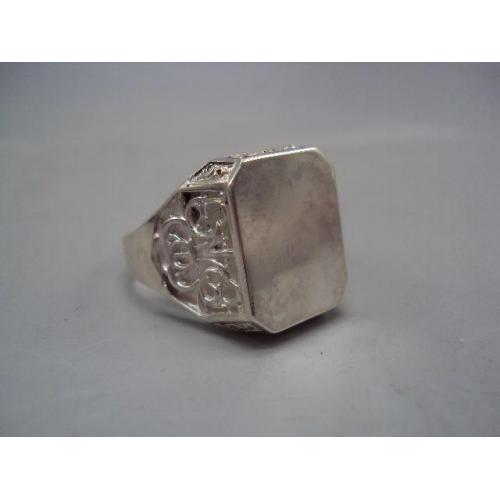 Мужской перстень прямоугольник кольцо печатка ажурное серебро Украина вес 13,51 г размер 26 №15161