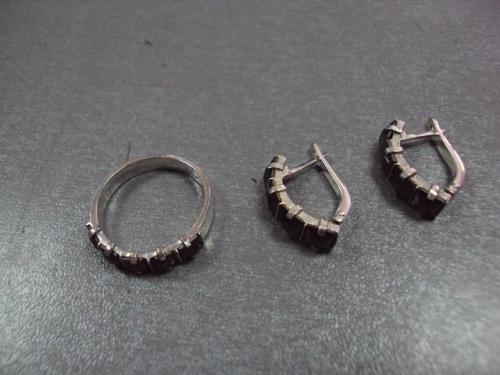 Набор серьги и кольцо серебро 925 проба украина вес 9,52 г размер 18,5 №10689