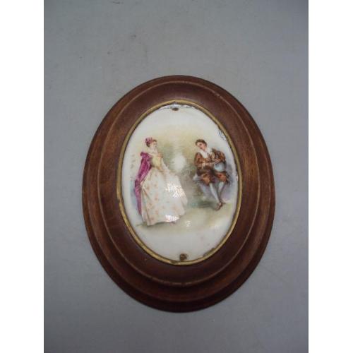 Настенное панно картина накладка финифть парочка дама и кавалер размер 14,8 х 11,2 см (№1018) №3327