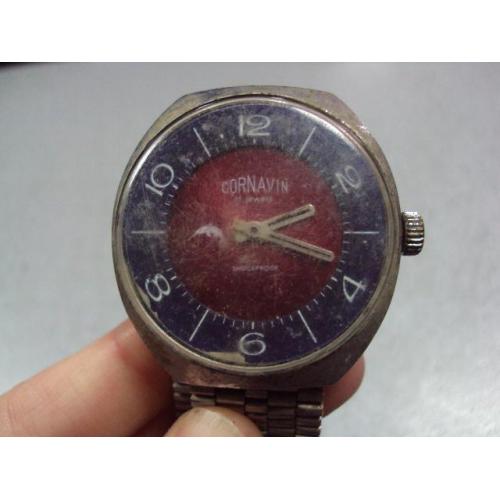 Наручные часы Cornavin Корнавин 17 камней с красным циферблатом Марлин с браслетом длина 21см №12062