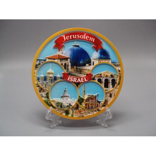 Настенная сувенирная тарелка Иерусалим Израиль фарфор Jerusalem Israel диаметр 14,8 см №14533