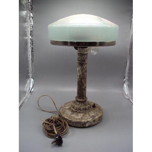 Настольная электрическая лампа винтаж камень, стекло высота 42,5 см, диаметр 25,7 см рабочая №13997