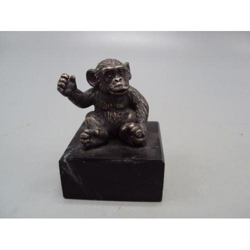 Фигура на подставке статуэтка обезьяна мартышка обезьянка серебро 925 проба вес 131 г 5,2 см №14350