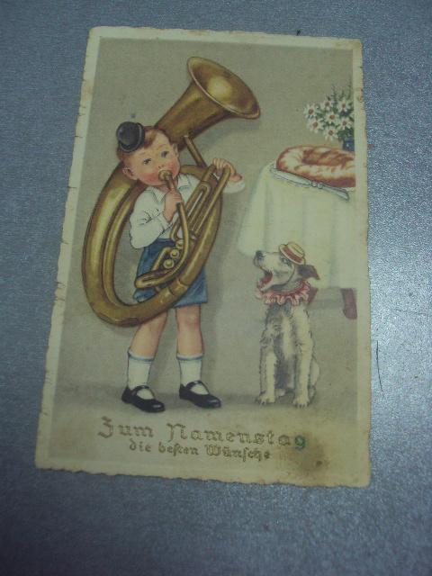 открытка австрия 1946 ребенок с трубой  №1604