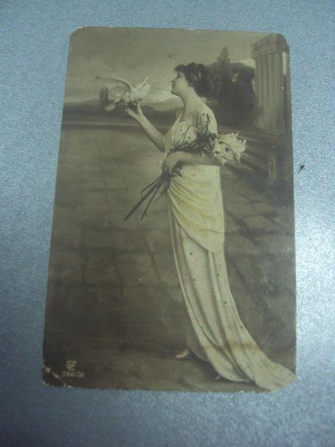 открытка девушка с цветами германия 1913 №1549