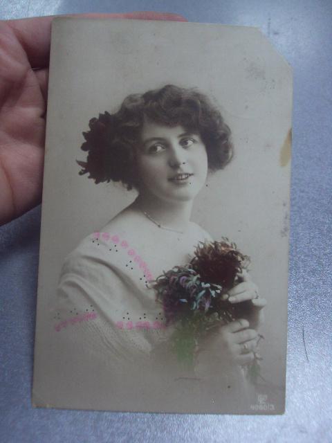 открытка девушка с цветами германия 1914 №1555