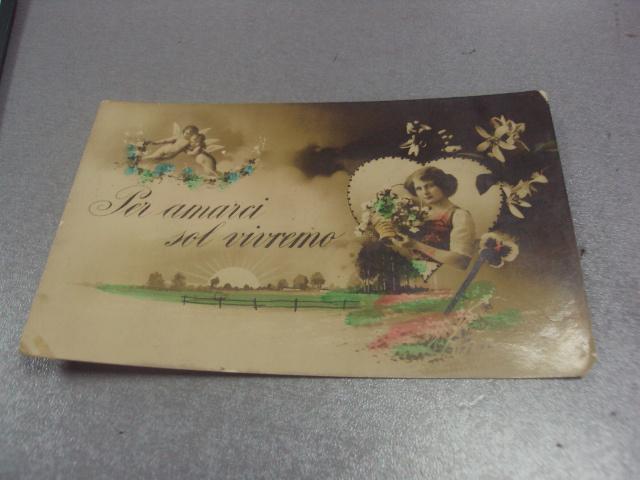 открытка  девушка с цветами италия  №1539
