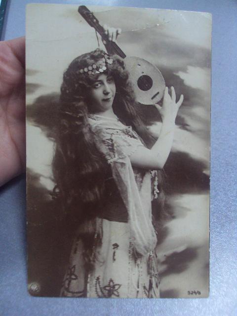 открытка девушка с мандалиной рига 1909 №1510