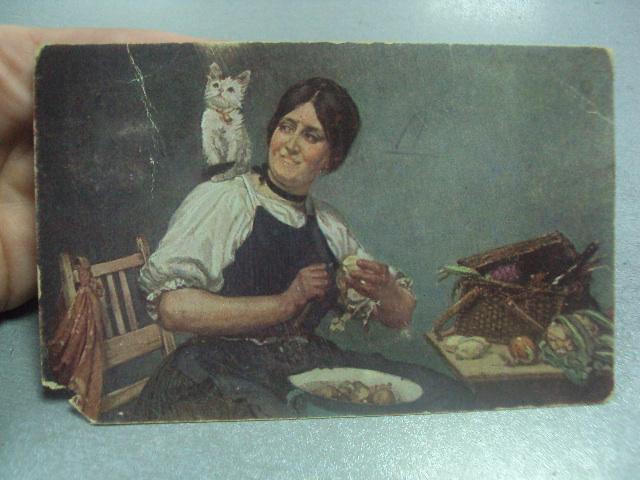 открытка Michelle Grobmann девушка с котом №1576