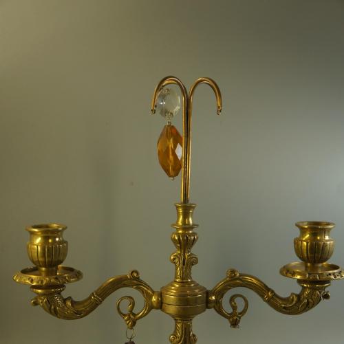 Подсвечник на две свечи бронза с бусинками капельками высота 25,5 см (№ 1919)