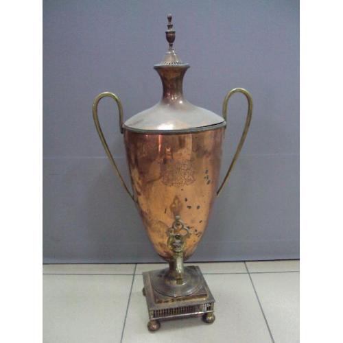 Самовар кубок ваза герб ORA LABORA ET бульотка медь, латунь высота 60,5 см, диаметр 19,1 см №13935