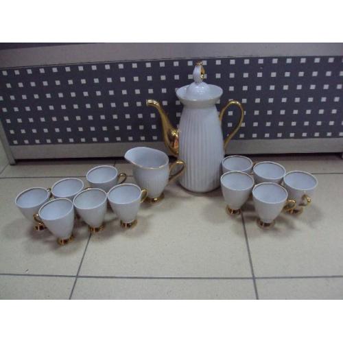 Сервиз кофейный набор чайник, сливочник и чашки фарфор полонное лот №10974