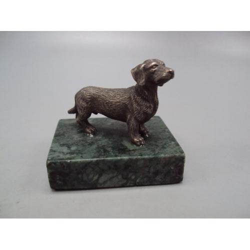 Фигура на подставке статуэтка собака такса собачка щенок серебро вес 157,83 г №14355