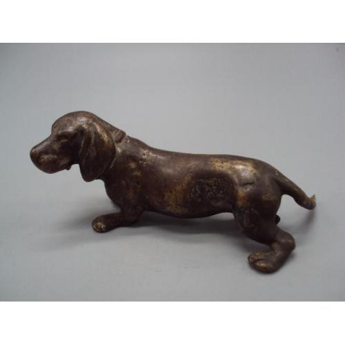 Фигура бронза статуэтка миниатюра собака такса собачка высота 3,6 см, длина 8 см №13661