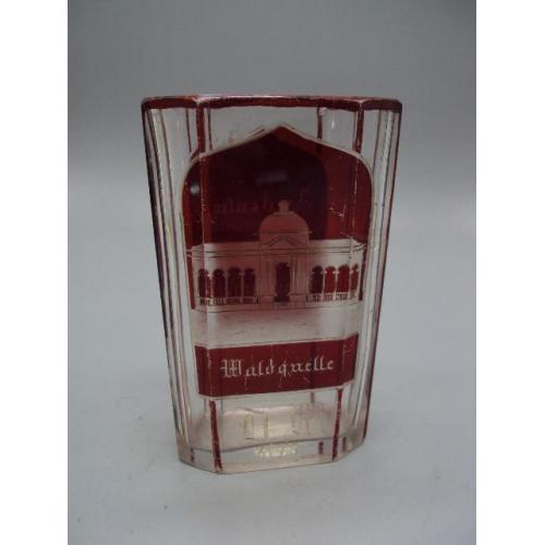 Карманный стакан стекло Чехия Марианске-Лазне D.M.1875 Waldquelle audeufen non marieubad 12,7см №808