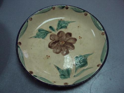 Тарелка керамика цветок старая диаметр 24,5 см №10710